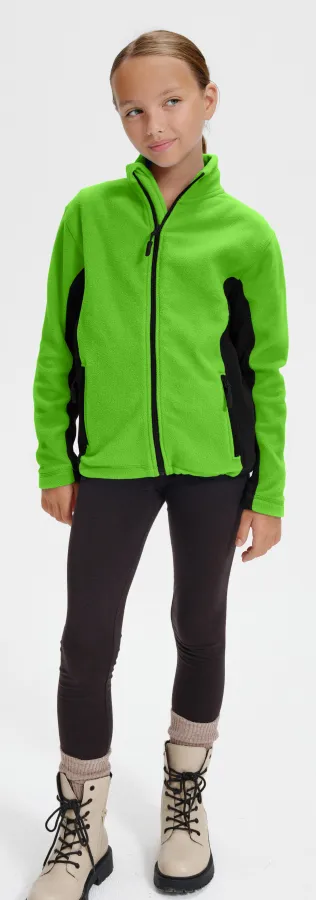 Dječja jakna od kontrasta od flisa, jabuka zelena Dječja jakna od kontrasta od flisa, jabuka zelena