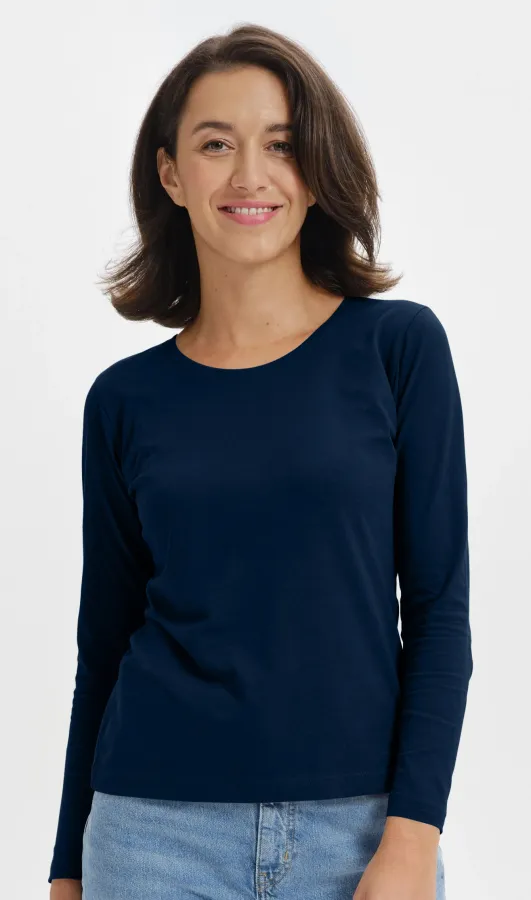 Ženska majica dugih rukava, tamno plava Ženska majica dugih rukava, tamno plava