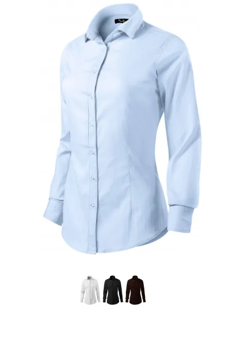 Ženska bluza dugih rukava slim fit, svijetlo plava