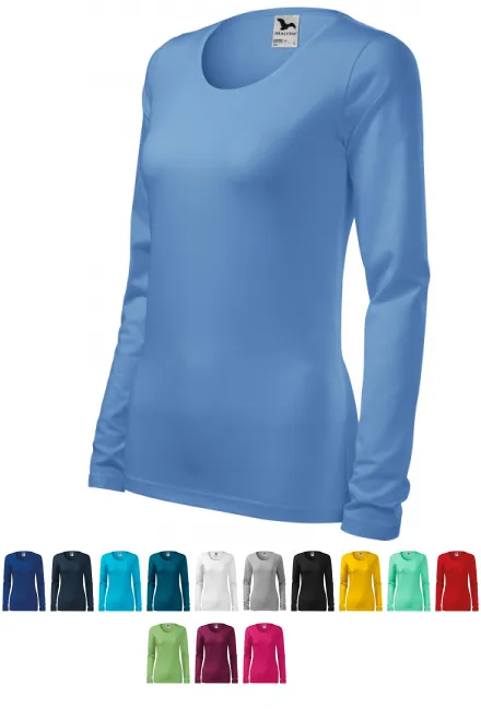 Ženska majica uskog kroja s dugim rukavima, plavo nebo