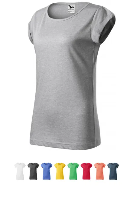 Ženska majica zasukanih rukava, srebrni mramor