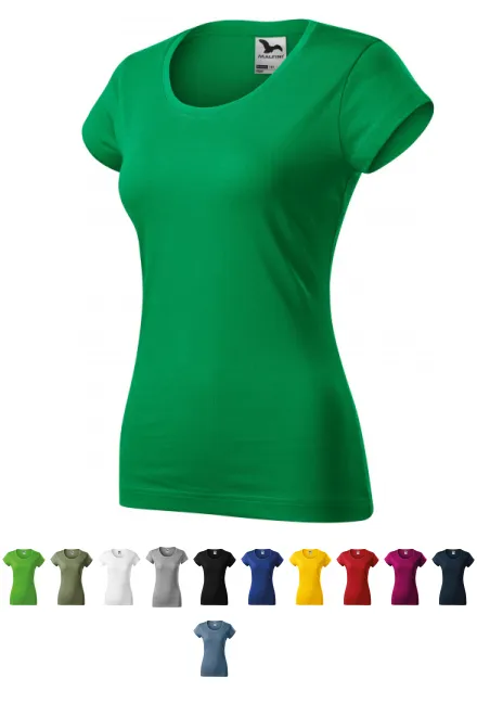 Ženska tanka majica kratkog kroja s okruglim izrezom, trava zelena