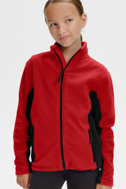 Dječja jakna od kontrasta od flisa, crvena