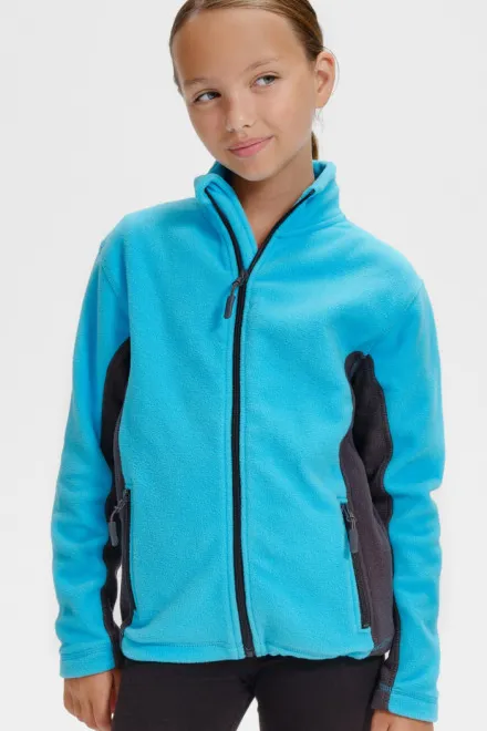 Dječja jakna od kontrasta od flisa, tirkiz