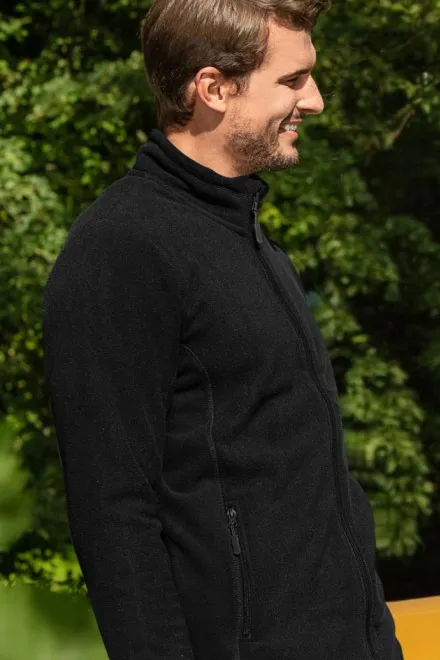 Muška jakna od kontrasta od flisa, crno