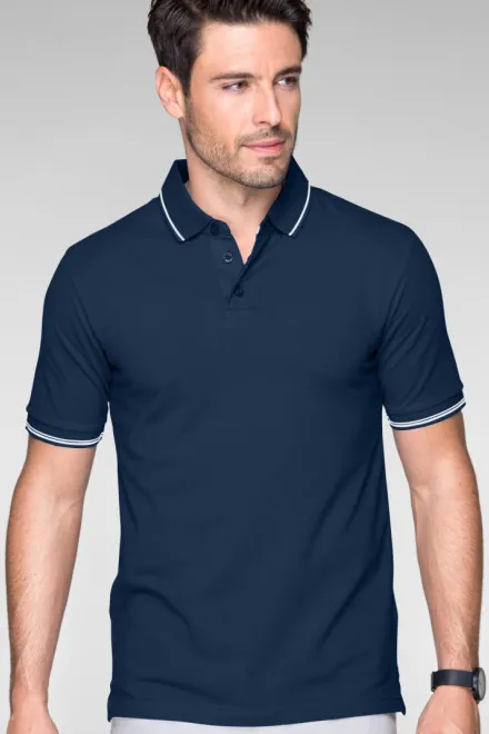 Muška polo majica s kontrastnim detaljima, tamno plava