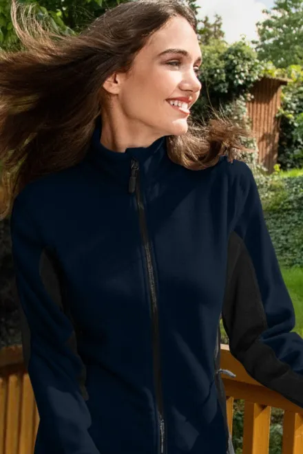 Ženska jakna od kontrasta od flisa, tamno plava