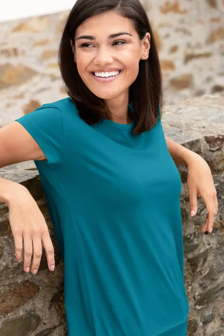 Ženska trendy majica, tamno tirkizna