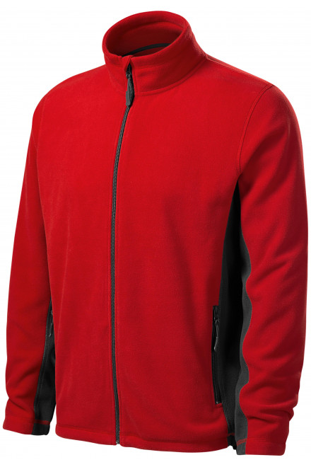Muška jakna od kontrasta od flisa, crvena, hoodice