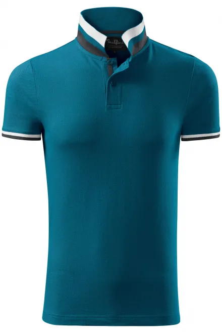 Muška polo majica s ovratnikom gore - petrol blue, L
