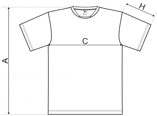 Majica s asimetričnim izrezom - tablica dimenzija