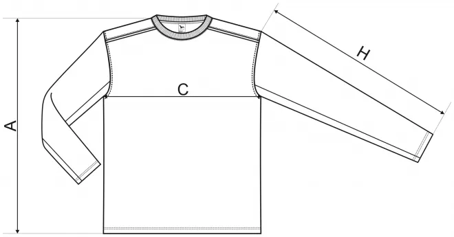 Majica s dugim rukavima - tablica dimenzija