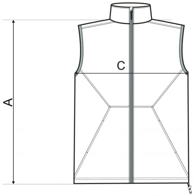 Muški prsluk - tablica dimenzija