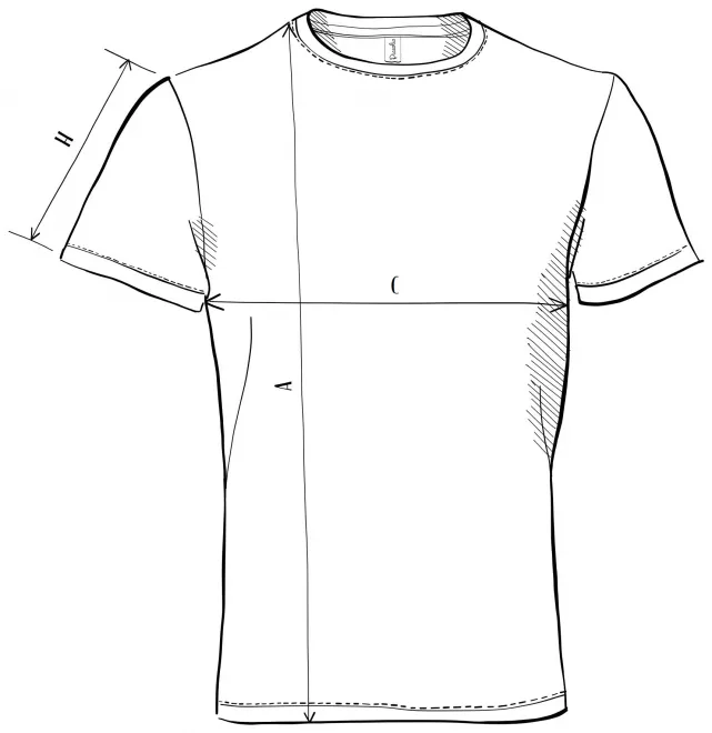 Sportska majica unisex - tablica dimenzija