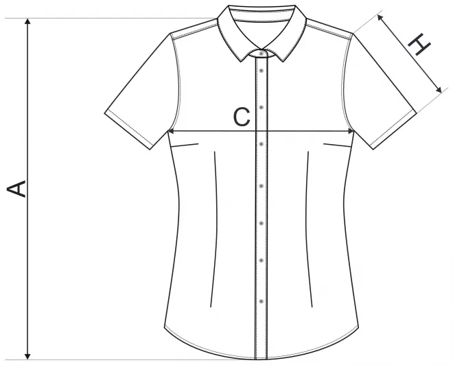 Ženska bluza Slim fit - tablica dimenzija