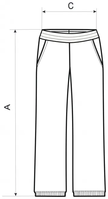 Ženske trenirke s džepovima - tablica dimenzija