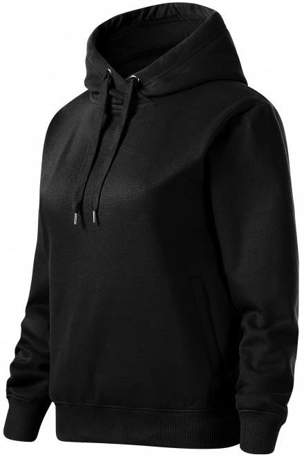 Udobna ženska majica s kapuljačom, crno