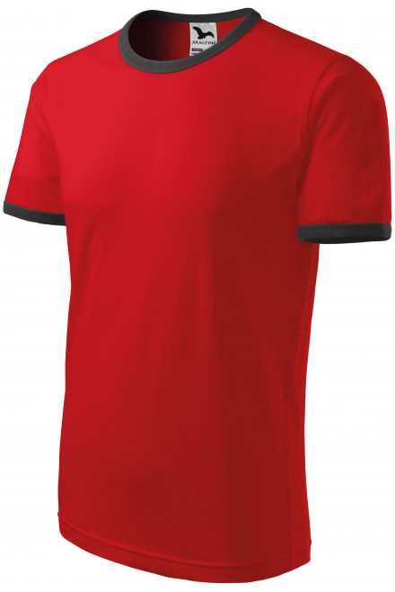 Uniseks majica s kontrastom, crvena, majice bez tiska
