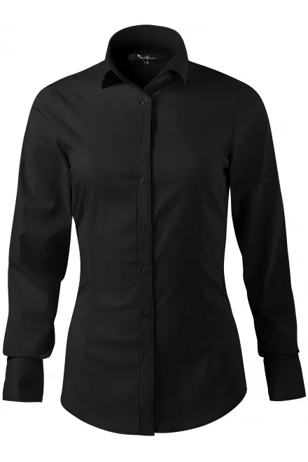 Ženska bluza dugih rukava slim fit - crno, S