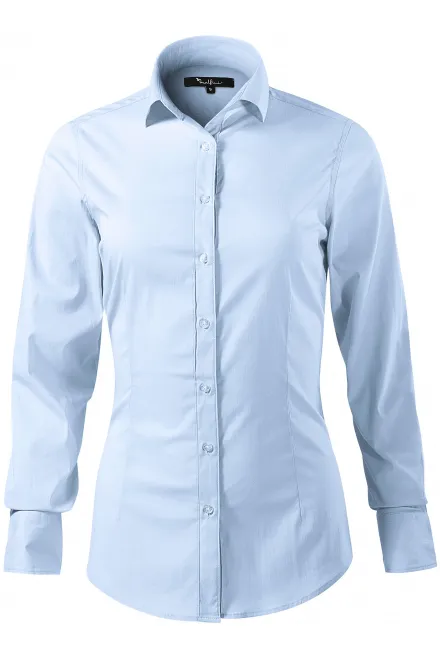 Ženska bluza dugih rukava slim fit - svijetlo plava, S