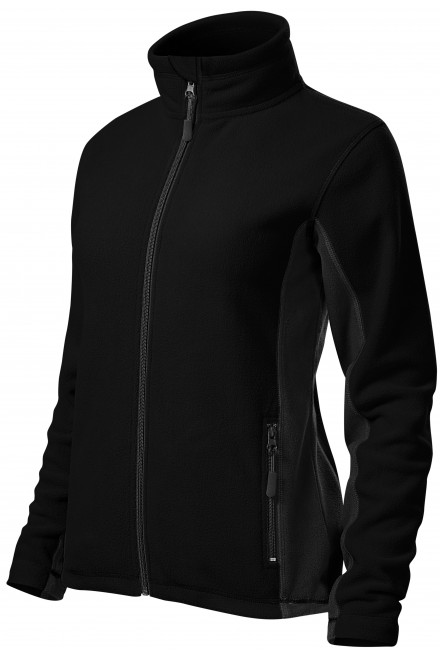Ženska jakna od kontrasta od flisa, crno, ženske sweatshirty