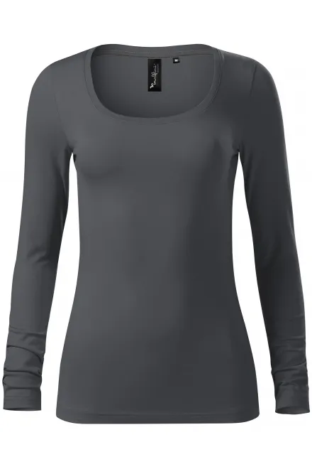 Ženska majica dugih rukava i dubljeg dekoltea - svijetlo siva, L