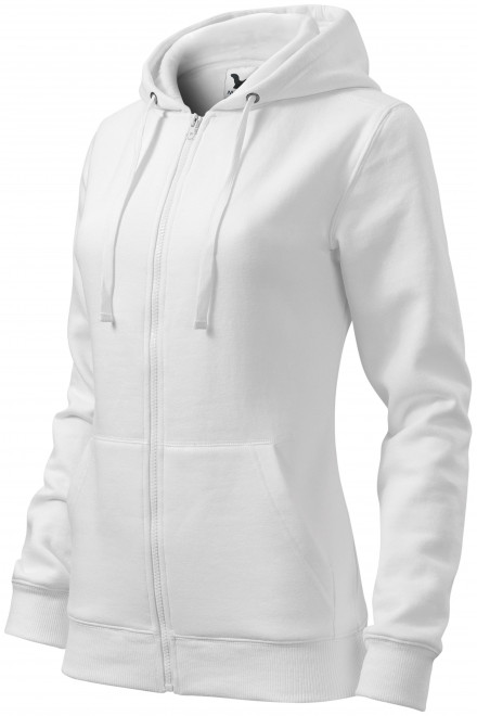 Ženska majica s kapuljačom, bijela, majice s patentnim zatvaračem