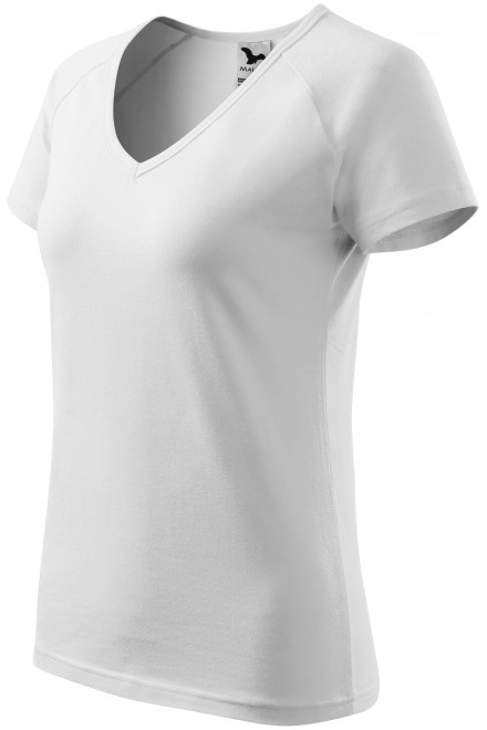 Ženska majica slim fit s rukavom od reglana, bijela, majice bez tiska