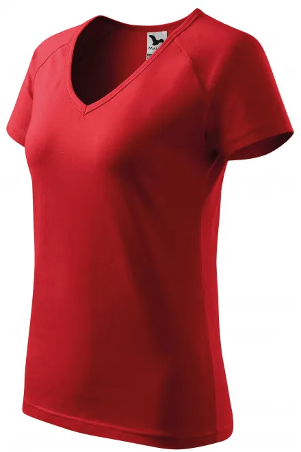Ženska majica slim fit s rukavom od reglana, crvena