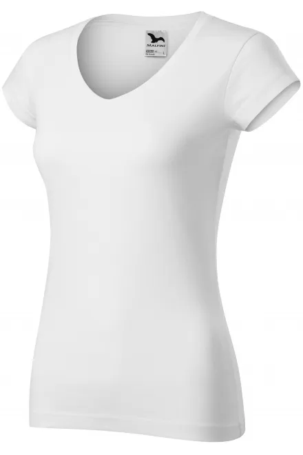 Ženska majica slim fit s V izrezom, bijela