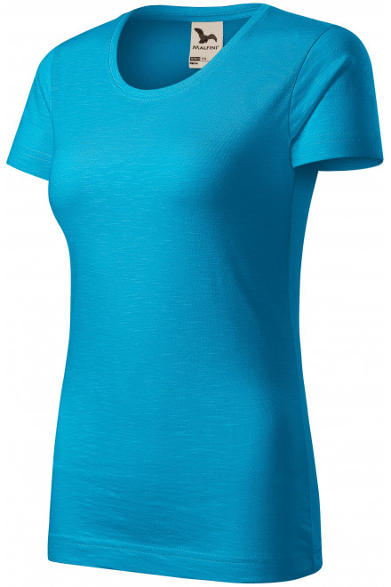 Ženska majica, teksturirani organski pamuk, tirkiz, majice bez tiska