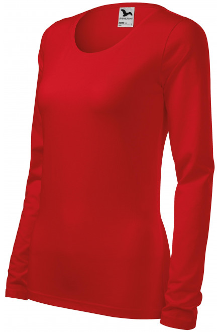Ženska majica uskog kroja s dugim rukavima, crvena