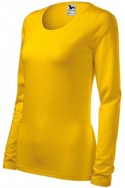 Ženska majica uskog kroja s dugim rukavima, žuta boja, ženske majice