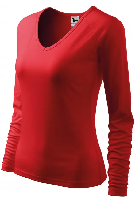 Ženska majica uskog kroja, V izrez, crvena