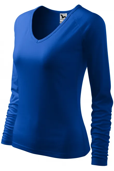 Ženska majica uskog kroja, V izrez, kraljevski plava