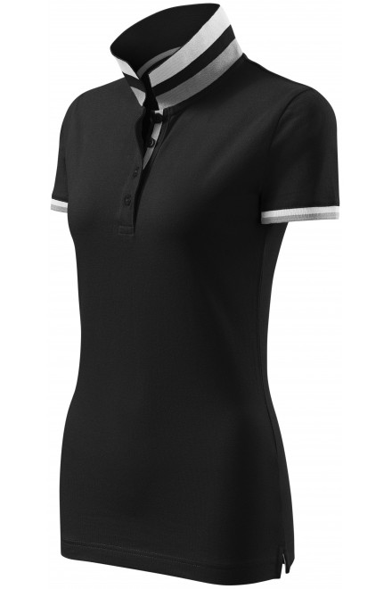Ženska polo majica s ovratnikom gore, crno, ženske polo majice