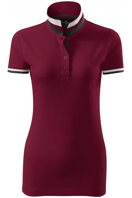Ženska polo majica s ovratnikom gore - garnet, XL