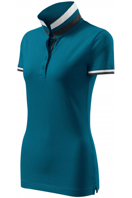 Ženska polo majica s ovratnikom gore, petrol blue, polo majice
