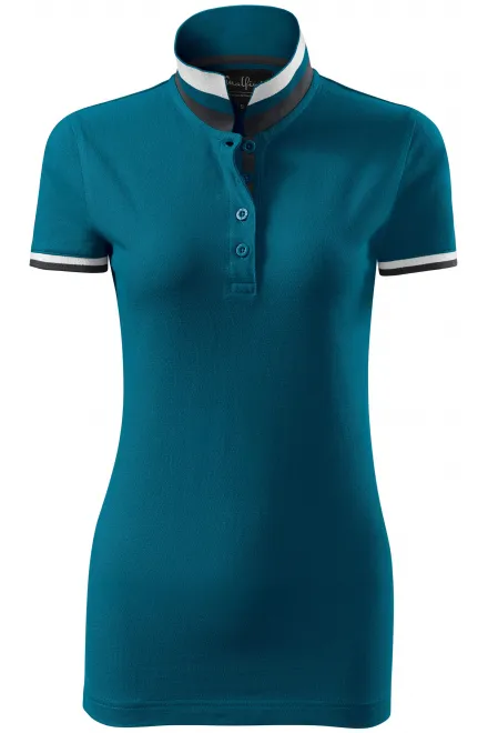 Ženska polo majica s ovratnikom gore - petrol blue, XL
