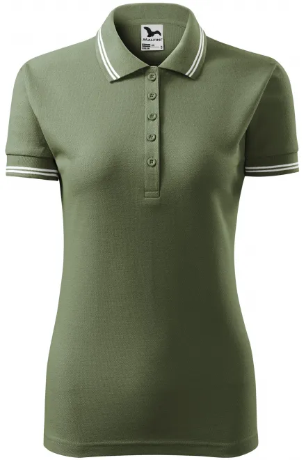 Ženska polo majica u kontrastu - khaki, S