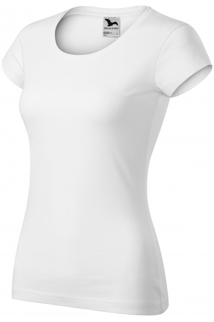 Ženska tanka majica kratkog kroja s okruglim izrezom, bijela, jednobojne majice