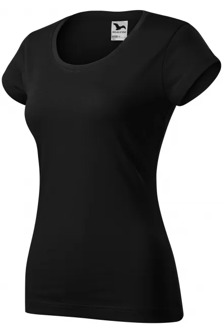 Ženska tanka majica kratkog kroja s okruglim izrezom, crno