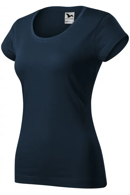 Ženska tanka majica kratkog kroja s okruglim izrezom, tamno plava