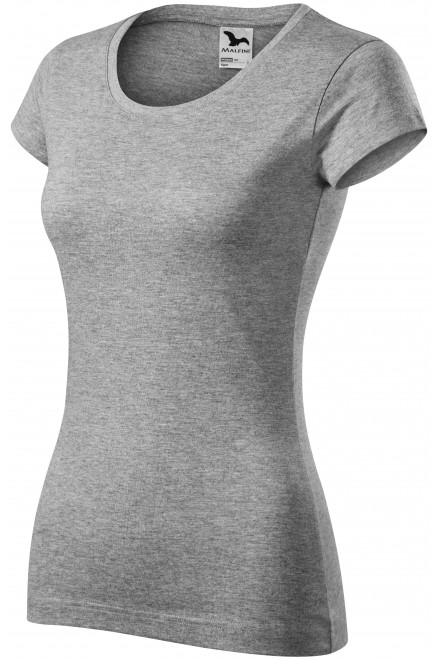 Ženska tanka majica kratkog kroja s okruglim izrezom, tamno sivi mramor