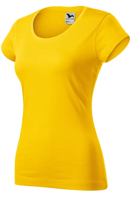 Ženska tanka majica kratkog kroja s okruglim izrezom, žuta boja