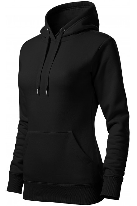 Ženska trenirka s kapuljačom bez patentnog zatvarača, crno, ženske sweatshirty